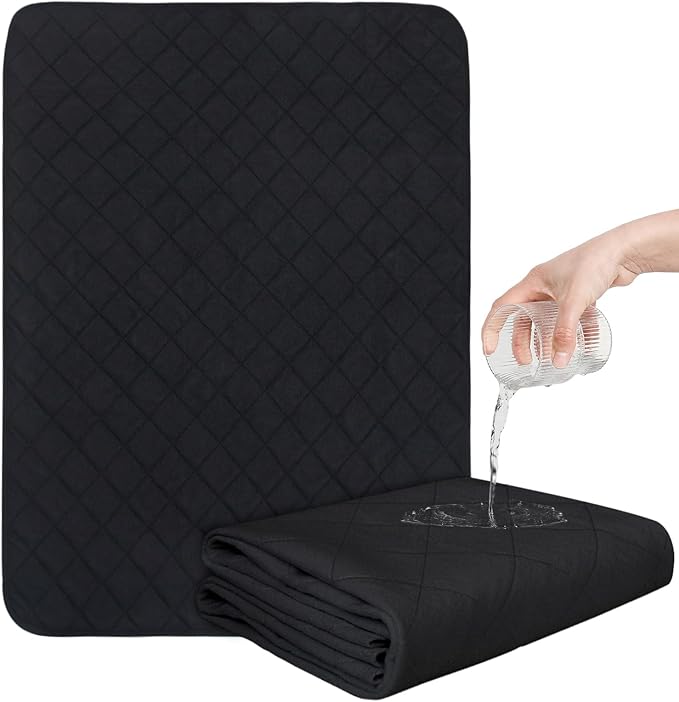 2 Pack Washable Incontinence Bed Pads, Reusable Underpads for Kids, Adults, Elderly, Hospitals & Pets, Waterproof Bed Protector Pad for Bed, Sofa, Floor, Super Absorbent Bed Pad 24" x 36"- Black
