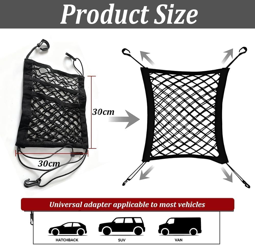Car Pet Barrier for Toyota Sienna 2021-2025 2026, Dog Net Organizer Back Seat Mesh Divider Puppy Guard Automotive Storage Bag 3-Layer Stretchable Cargo Netting
