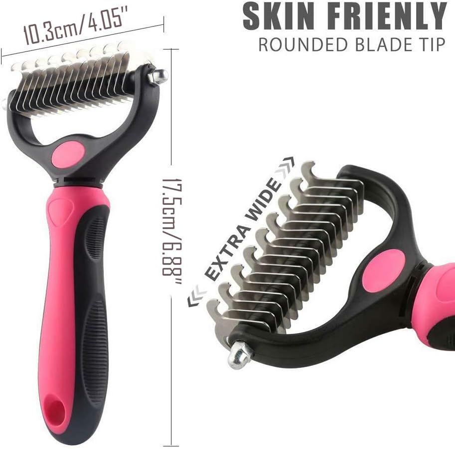 Pet Grooming Tool-Professional Dematting Comb for Dogs and Cats，Safe Undercoat Rake for Easy Mats and Tangles Removing，Keep Your Pet Away from Nasty Shedding Hair.