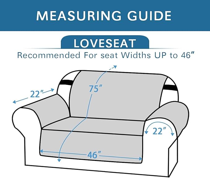 H.VERSAILTEX Reversible Loveseat Cover Furniture Protector Anti-Slip Water Resistant 2 Inch Wide Elastic Straps Couch Covers Pets Kids Fit Sitting Width Up to 46"(Love Seat: 75" x 90", Ivory/Beige)