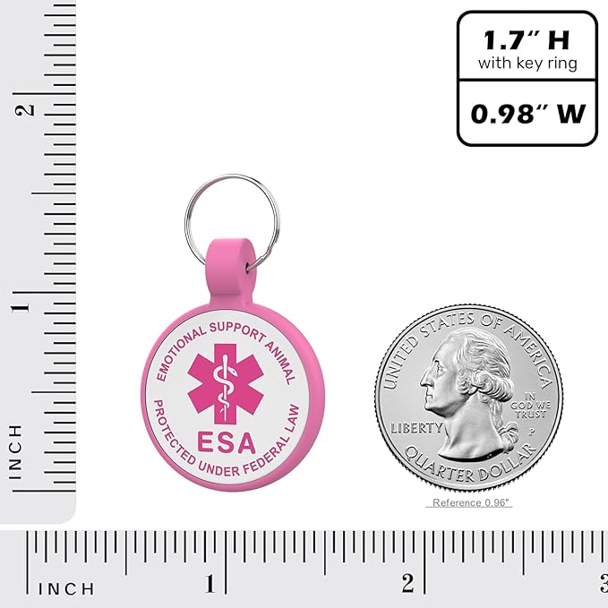 ESA Dog Tag, QR Code Dog Tag, Modifiable Free Pet Online Profile, Scannable QR Code, Scan QR Send Instant Location Alert Email, Silicone Lightweight ID Tag for Dog and Cat (Rose, Small)