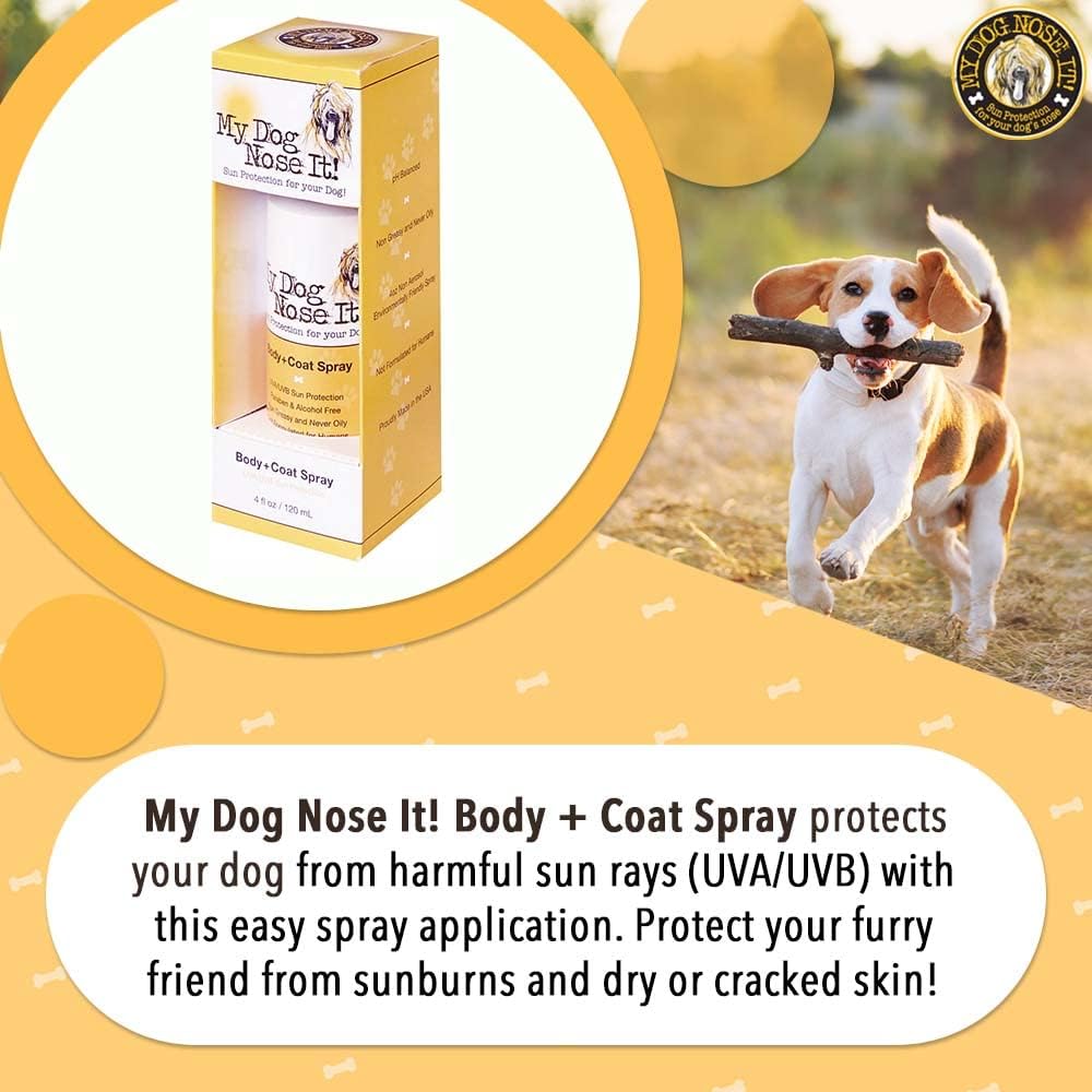 My Dog Nose It! Sun Protection for Dogs - Moisturizing Balm for Dog's Noses and Water Resistant Coat & Body Spray - Protect Your Dog from Harmful UVA/UVB Rays (0.5 oz Balm & 4 oz Spray Bundle)
