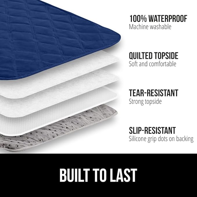 GORILLA GRIP Waterproof Bed Cover for Dogs, 82x52, Gripped Slip Resistant Backing, Leak Proof Washable Dog Blanket Covers Sofa, Couch, Sectional, Crate, Car, RV Seats, Pet Puppy Essentials, Navy Blue