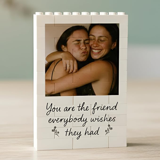 NAZENTI Personalised Best Friend Photo Gift for Besties, Birthday Present For Her, Friendship Keepsake Building Block for Valentine Christmas Gift for BFF, Custom Puzzle Decor for Family
