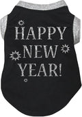 Petitebella Bling Happy New Year Puppy Dog Shirt (Black/Sliver, Medium)