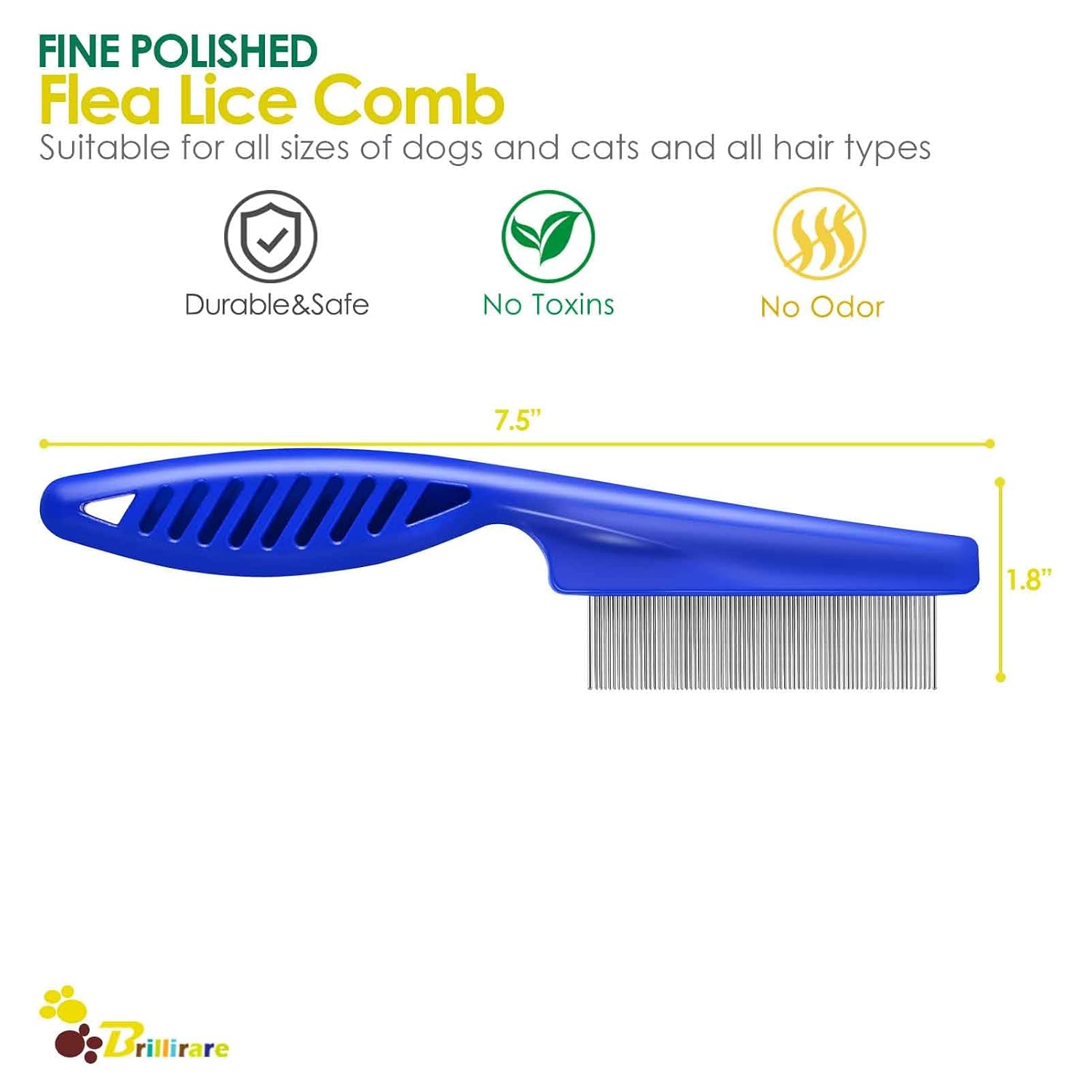 3 Pack Dog Grooming Comb, Pet Flea Lice Cat Combs, Stainless Steel Grooming Comb with Rounded Teeth, Professional Dogs Tear Stain Remover, Dematting Tool for Small, Medium & Large Pets