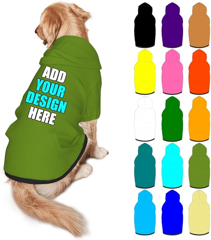 Customized Dog Hoodie with Name Logo Personalized Text Soft & Warm for Puppy Sweatshirt Hooded for Small Medium Large Dogs Girl/Boy Cats/Kitten, OliveDrab, L