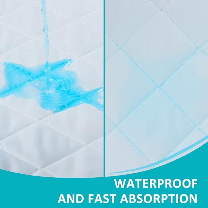KANECH Bed Pads Washable Waterproof ,44"x52" (2 Pack), Heavy Absorbency Reusable Incontinence Bed Pads for Adults, Elderly, Kids & Pets - Bedwetting Mattress Protector