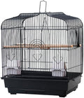 20.5"x18.1"x14.2" Portable Bird Travel Cage with Handle, Metal Carrier with Food Container, Wooden Perch & Pull-Out Tray for Small Parrots, Canaries, Cockatiels, Lovebirds, Conures