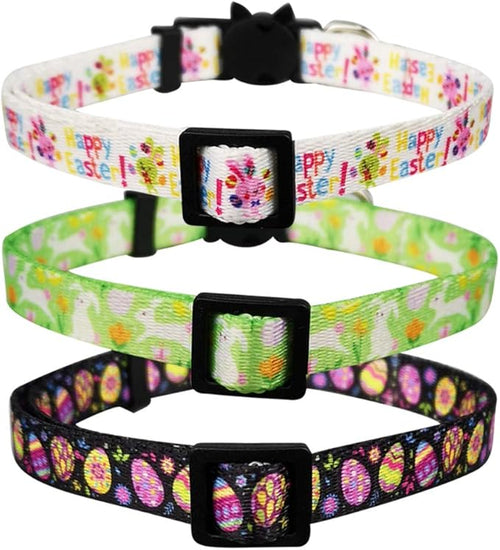 3 Pack Easter Cat Collar with Bell Breakaway Adjustable