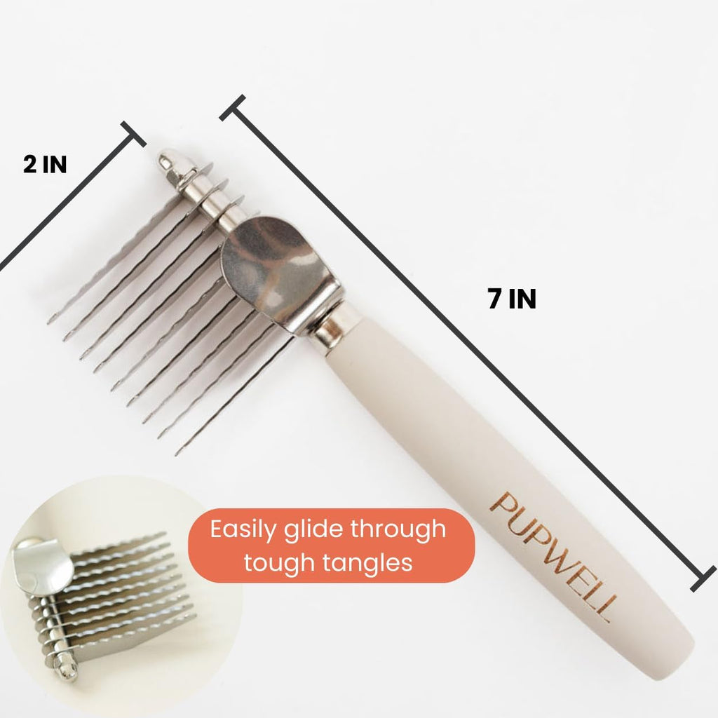 Dematting Fur Steel Rake and Detangling Comb Tool for Dematting and Untangling Matted or Knotted Hair