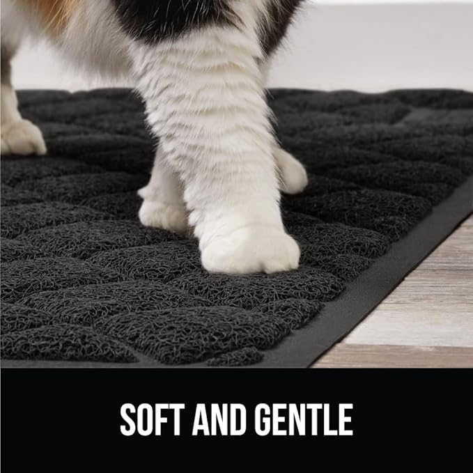 GORILLA GRIP Cat Litter Box Mat, 35x23 2 Pack, Water Resistant, US Designed Kitty Litter Trapping Mats, Easy to Clean Scatter Control, Less Mess and Clean Floors, Kitten Supplies for Indoor Cats Black