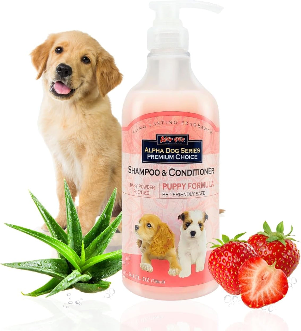 Puppy Grooming Natural Dog Shampoo and Conditioner with Aloe Vera, pH balanced Shampoo for Dogs, Tear-Free, Moisturizing Dog Shampoo for Sensitive Skin - 26.4 Oz