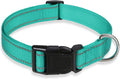 Reflective Dog Collar with Buckle Adjustable Safety Nylon Collars for Small Medium Large Dogs, Green M