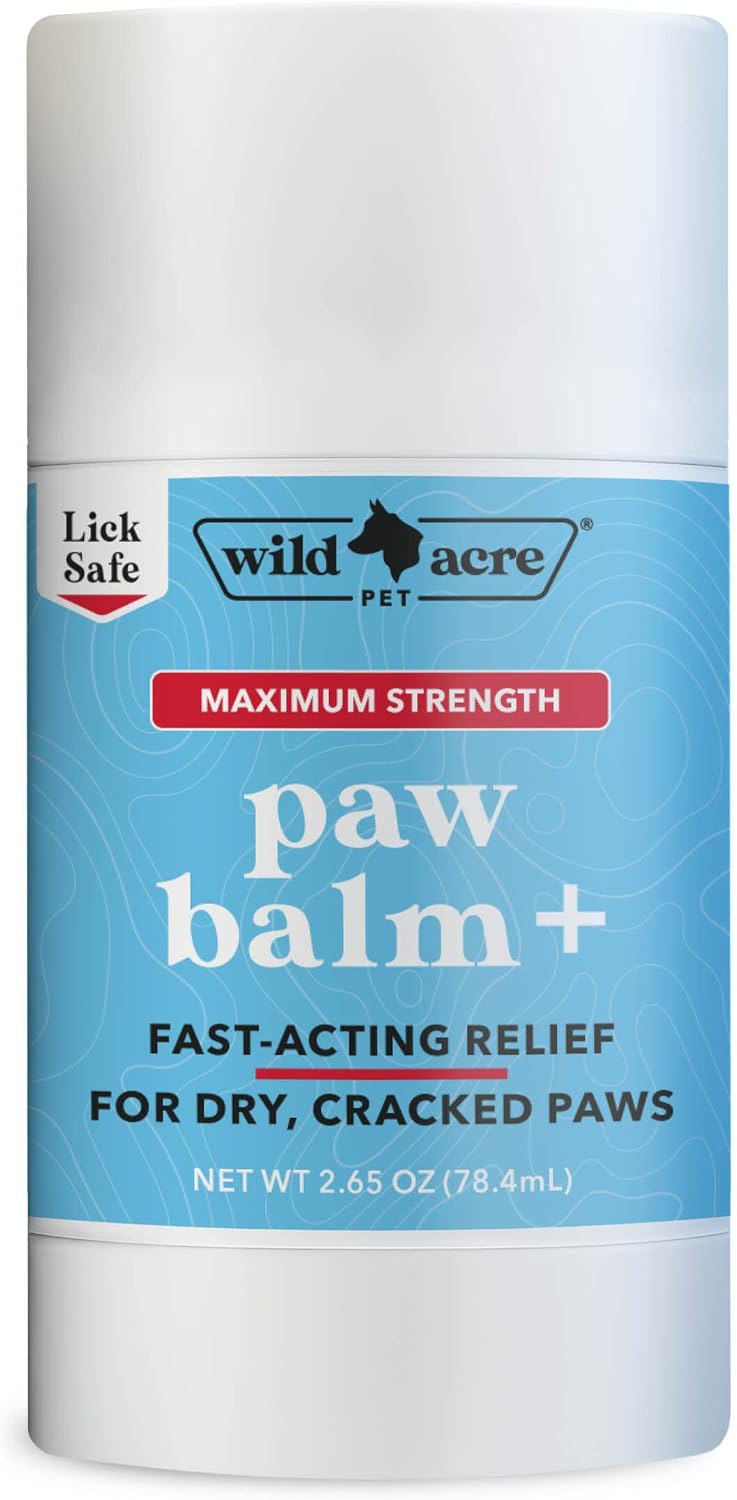 Maximum Strength Paw Balm for Dogs - All Weather Paw Protector for Snow, Sand, Pavement, Lawn Chemicals and More - Soothing Paw Balm with Easy Stick Application, 2.65oz Value Size