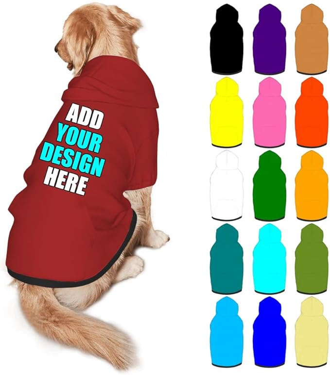 Custom Dog Hoodie Personalized Photo Text Logo Name Dog Clothes, Soft & Warm for Puppy Sweatshirt Hooded for Small Medium Large Dogs Girl/Boy Cats/Kitten, Brown, S