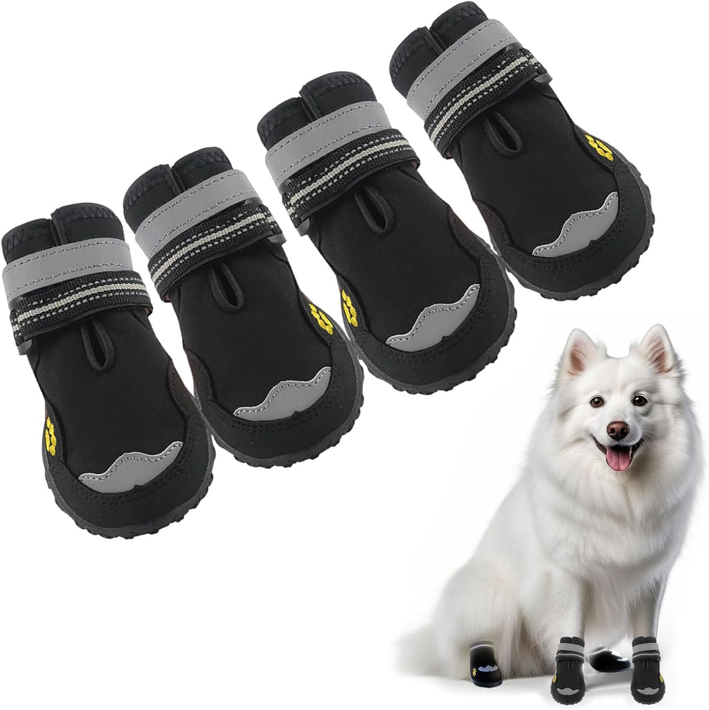 Dog Shoes for Dogs Paw Protectors Dog Boot for Outdoor with Anti-Slip Sole, Dog Booties for Medium to Large Dogs 4Pcs, with Rugged Sole for Beach and Snow (Size 7)