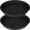 2 Pack of 18 19 inch Plant Saucer (16.6 Inch Base), 2.7" Depth Tray, Large Deep Garden Plastic Flower Trays for Indoors Outdoor, Tray for Planter 15-19" (19", Black)