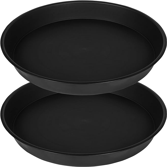 2 Pack of 18 19 inch Plant Saucer (16.6 Inch Base), 2.7" Depth Tray, Large Deep Garden Plastic Flower Trays for Indoors Outdoor, Tray for Planter 15-19" (19", Black)