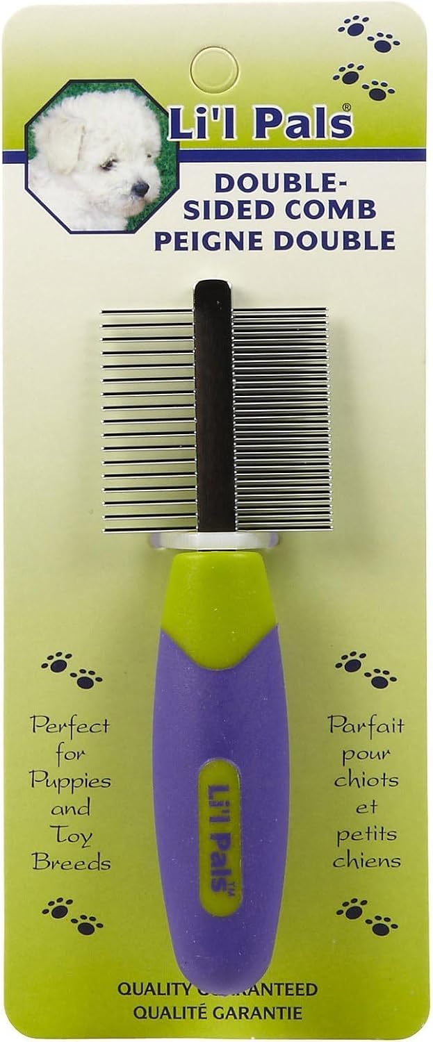 Coastal Pet Li'l Pals Double-Sided Dog Comb - Tick & Flea Comb - Dog Grooming Brush for Small Breeds & Puppies - One Size