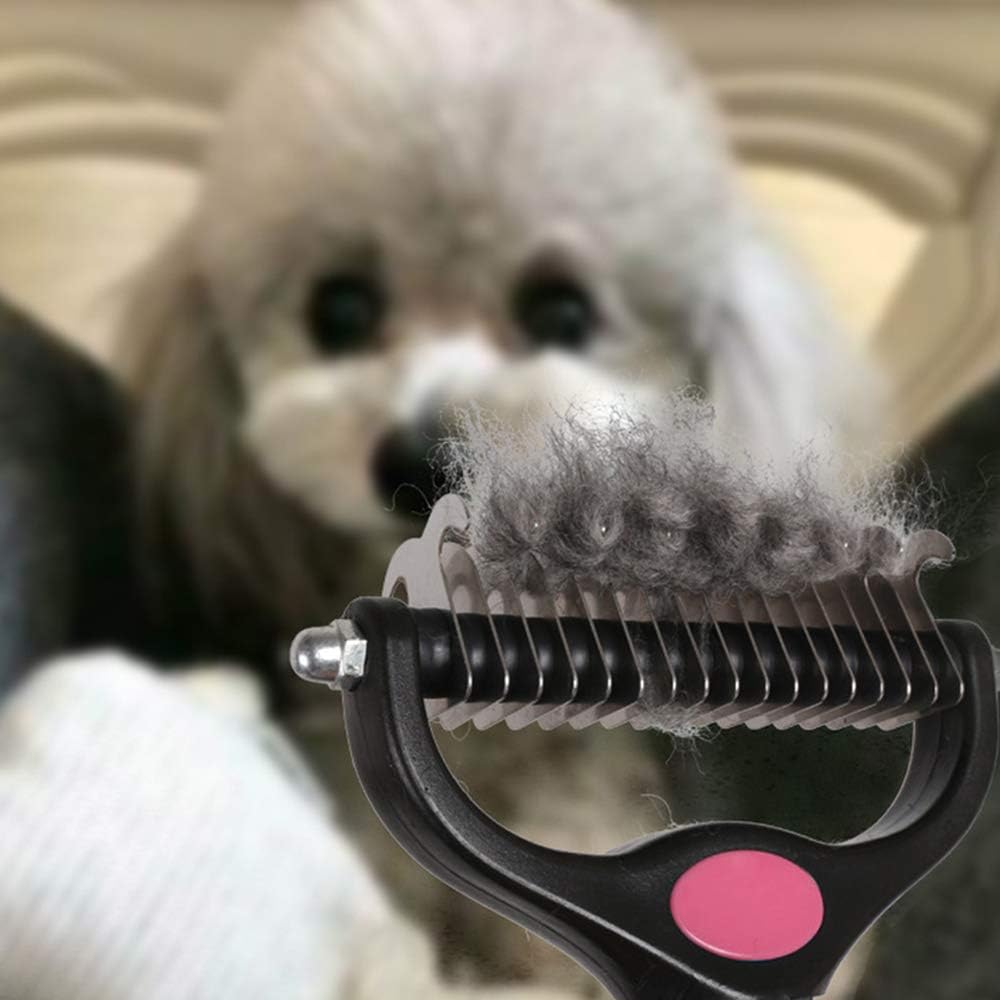 Pet Grooming Tool-Professional Dematting Comb for Dogs and Cats，Safe Undercoat Rake for Easy Mats and Tangles Removing，Keep Your Pet Away from Nasty Shedding Hair.