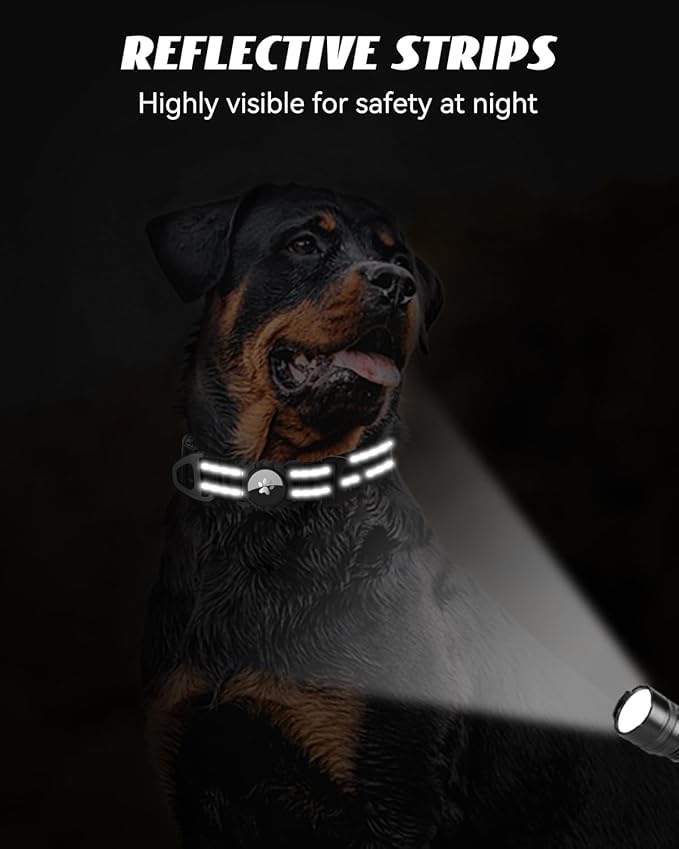 Joytale Airtag Dog Collar, Reflective Pet Collar with Waterproof AirTag Holder, Dual D-Rings, Soft Padded Adjustable for Extra Small and Puppy Dogs, Black, XS