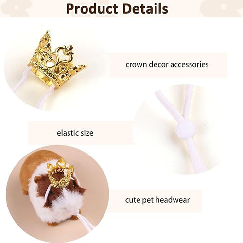 1PCS Crown Tiara Headband for Cat Dogs Puppy Birds Ducks Chicken Rabbit Hamster Pets Party Birthday Grooming Hair Accessories(Gold, Elastic)