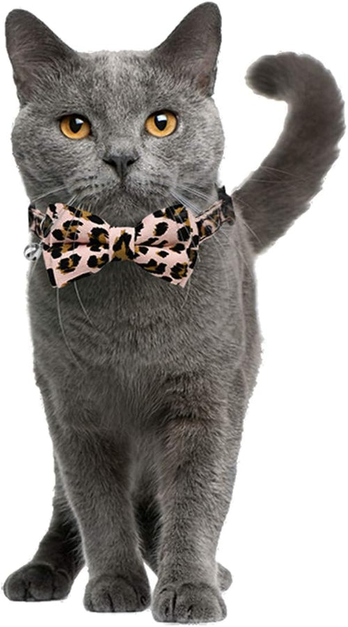 2 Pack/Set Cat Collar Breakaway with Cute Bow Tie and Bell for Kitty and Other Small Dogs Pets, Adjustable from 7.8-10.5 Inch