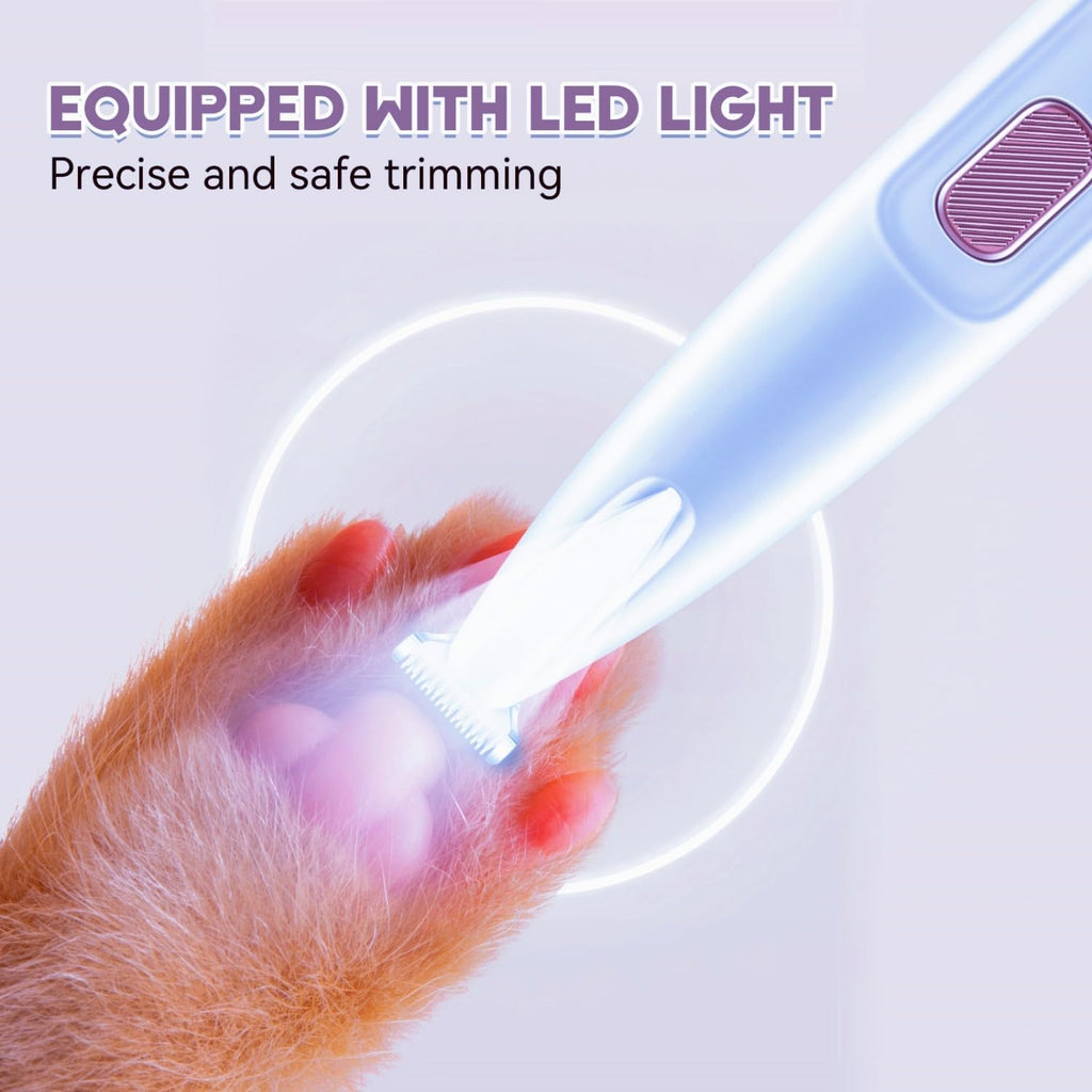 Dogs Cats Rabbits Paw Trimmer with LED Light Pets Use (White) | Electric Pets Clippers Rechargeable, Grooming Shaver for Dog Cat Rabbit Eyes Face Ears Feet Rump Hair, Waterproof, Cordless