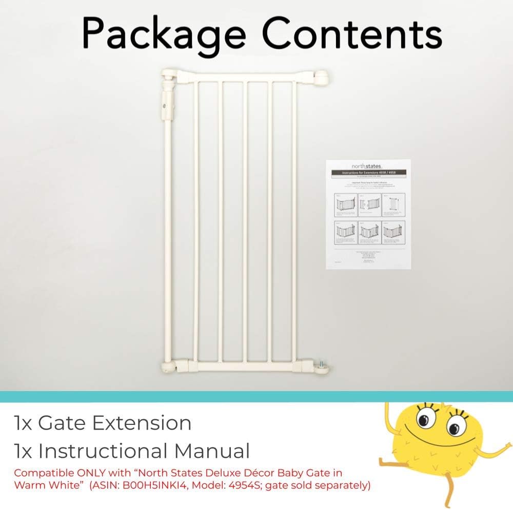 Toddleroo by North States - 6-Bar Extension for Deluxe Décor Gate: 15 Inch Baby Gate Extension - Add Up to 6 Extenders - Ivory