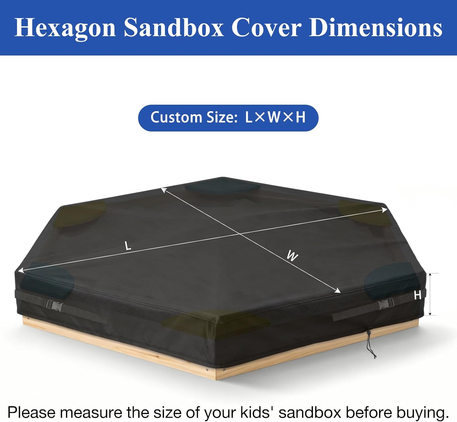 Kasla Hexagon Sandbox Cover, Custom Cover | Heavy Duty, Waterproof, Fits Large Sand Pit & Outdoor Wooden Sandbox for Toddlers Patio Backyard Garden Play