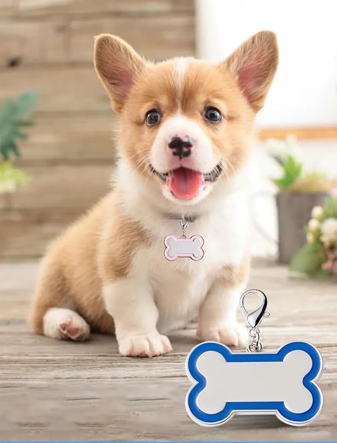 Double-Sided Personalized Dog Tags for Pets - pet ID tag, Laser Engraved Dog tag, Name tag for Dog Collar, Dog Tags for Large Dogs (Green, Bone-Shaped-Large)