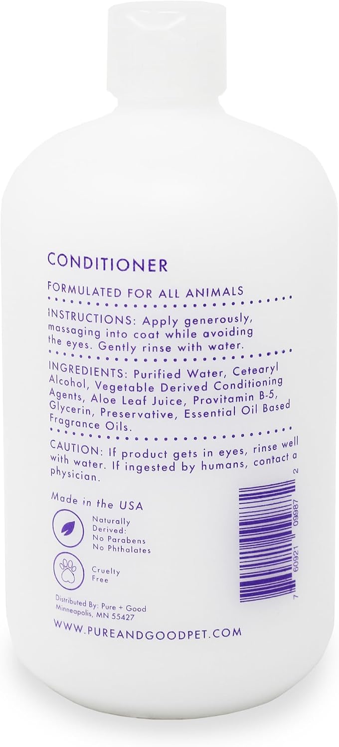 Pure + Good - Shampoo and Conditioner Set, Formulated for All Pets, Gentle and Cleansing, Made in The USA, Cruelty Free, 16 fl oz (Lavender + Chamomile)