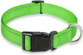 Reflective Dog Collar with Buckle Adjustable Safety Nylon Collars for Small Medium Large Dogs, Grass Green M