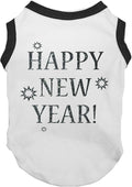 Petitebella Bling Happy New Year Puppy Dog Shirt (White/Black, X-Large)