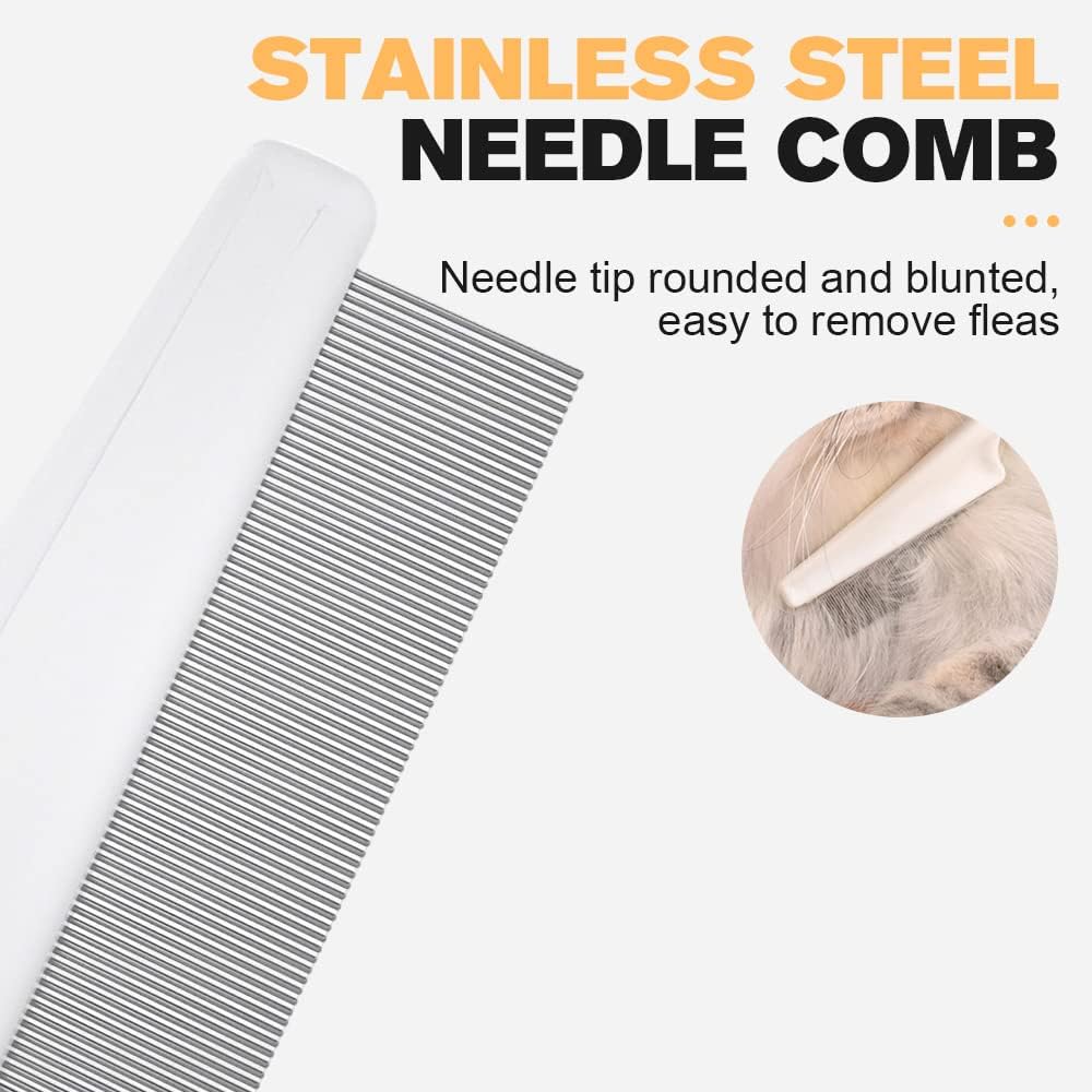 Multifunctional Pet Grooming Comb - 2023 New 2 in 1 Dual-Sided Comb for Tear Stain Removal, Massage and Grooming Small Dogs and Puppies (White)