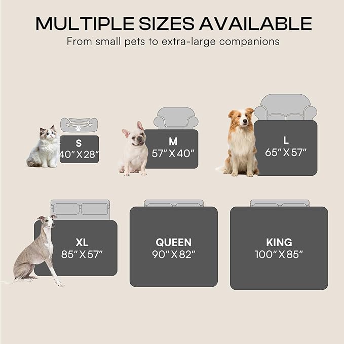 Luciphia Waterproof Pet Blanket, Liquid Pee Proof Dog Blankets for Sofa Bed Couch, Reversible Sherpa Fleece Furniture Protector Cover for Small Medium Large Dogs Cats,Light Grey Medium（57" x 40"）