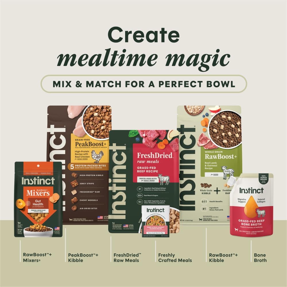 Instinct PeakBoost Dry Dog Food, 5 Protein-Powered Pieces, Chicken, 3.5 lb. | 5 unique pieces: kibble, FreshDried Raw, jerky strips, chewy morsels & air-dried bites for boosted nutrition & flavor