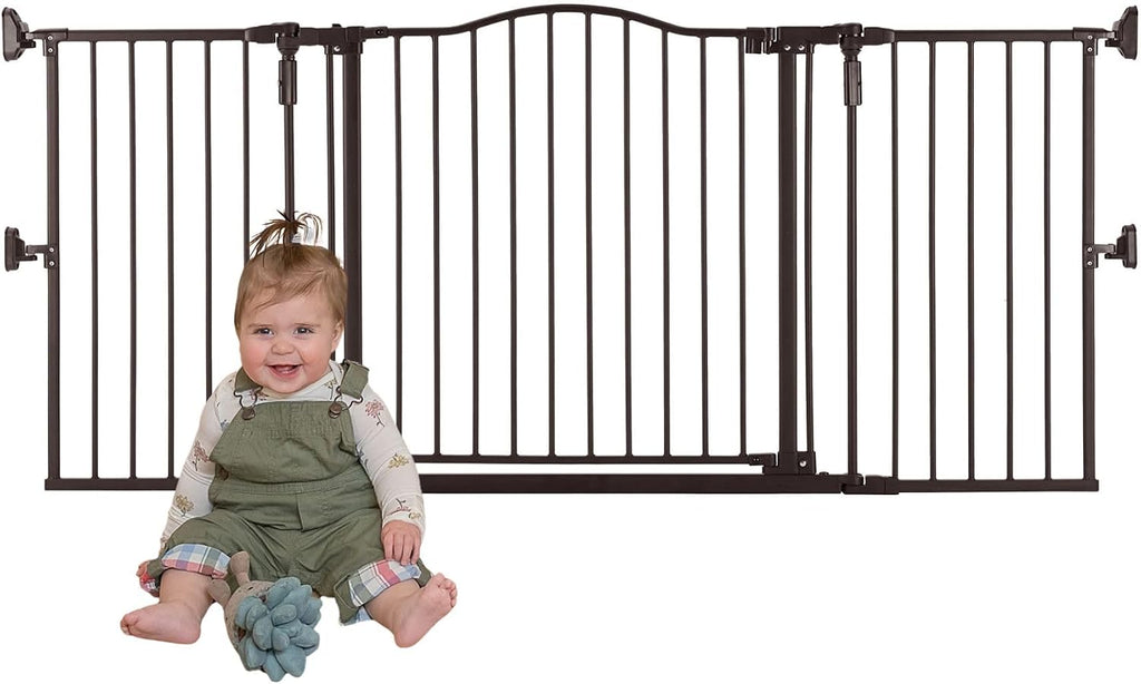 Toddleroo by North States - Deluxe Décor Universal Fit Safety Gate: Hardware Mounted Extra Wide Metal Baby Gate with Tall Baseboard Mounts, Adjustable Child Gate; 38.3" to 72" Wide; 30" Tall; Black