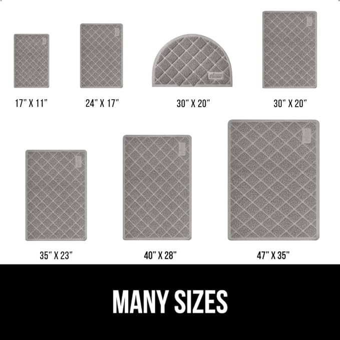 GORILLA GRIP Cat Litter Box Mat, Water Resistant, US Designed Kitty Litter Trapping Mats, Easy to Clean, Scatter Control, Less Mess and Clean Floors, Kitten Supplies for Indoor Cats, 17x11 Grey