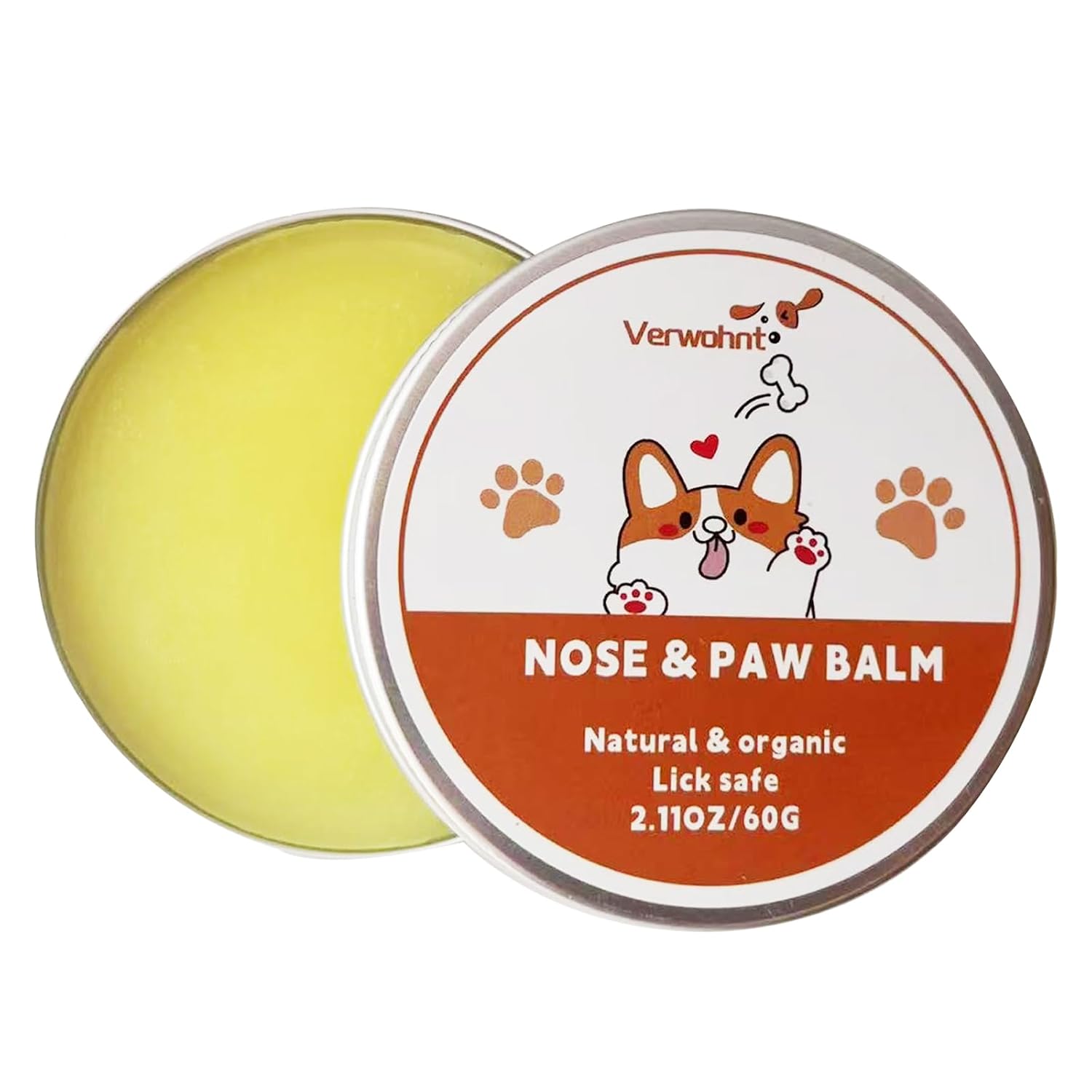 Paw Balm Dogs, Dog Paw Protector and Healing for Dry, Cracked Feet and Nose | Lick Safe Dog Nose Balm for Dry Nose, All-Natural Cat Paw Balm Care for Pet's Paws and Nose from Snow, Salt, Sand, Ice