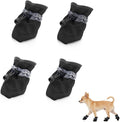 4Pcs Small Dog Shoes, Breathable Non-Slip Pet Booties, Puppy Paw Protectors 4-Pack Foot Covers for Small Breeds(Black,L)