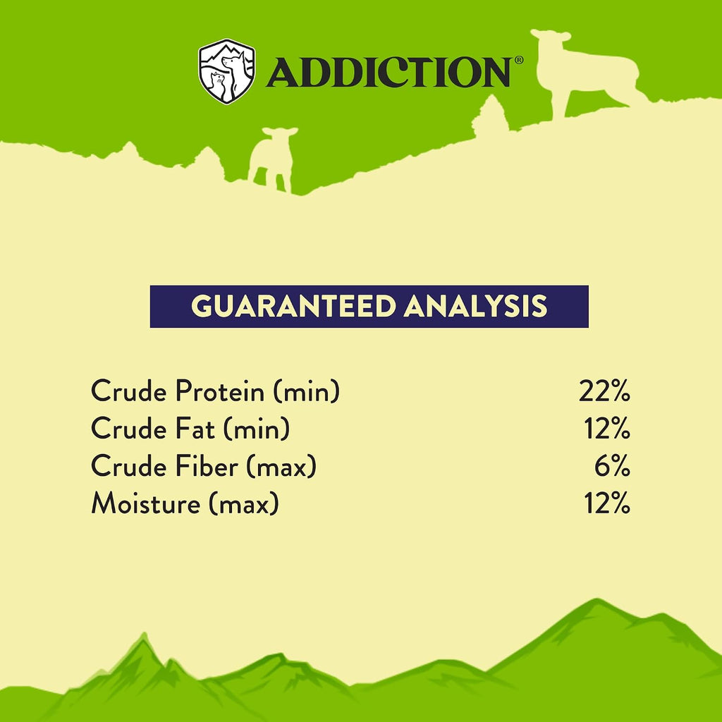 Addiction Herbed Lamb & Potatoes Air-Dried Grain-Free Dog Food – Complete Meal or Topper with Natural Ingredients for Digestive and Skin & Coat Health, 2lb - 4 Packs