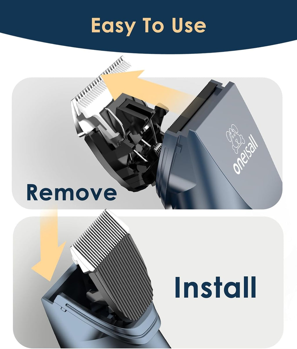 oneisall Quiet Cat Clippers for Matted Hair & Long Hair, Cat Shaver | Cordless Cat Grooming Kit, LCD Display, 6 Guard Combs, 240-Min Runtime, 2-Speed Low Noise Trimmer for Cats & Small Dogs