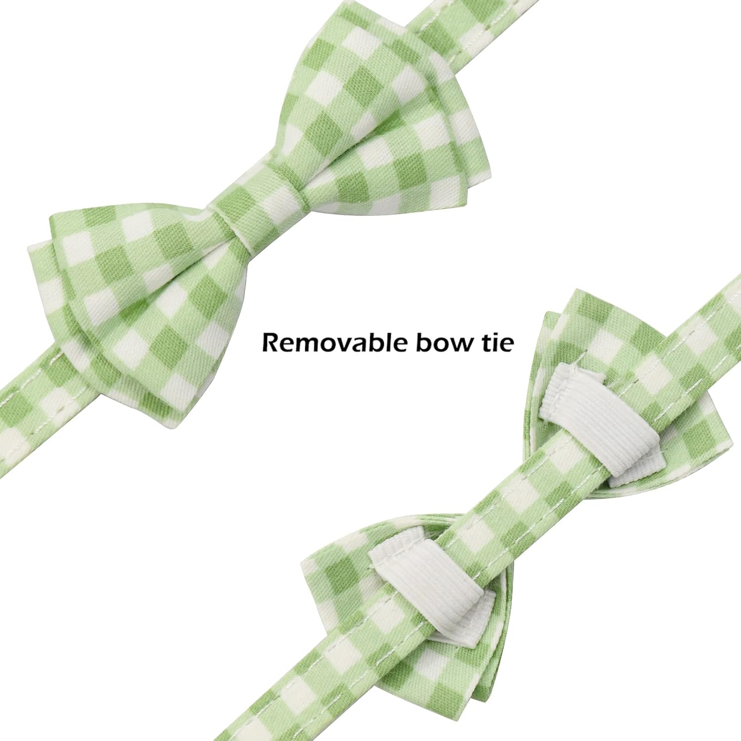 Bowtie Cat Collars Breakaway with Bell, Adjustable Cute Kitty Collars Safety Buckle Kitten Collar for Cat Puppy 7.5-11in (Green Plaid)