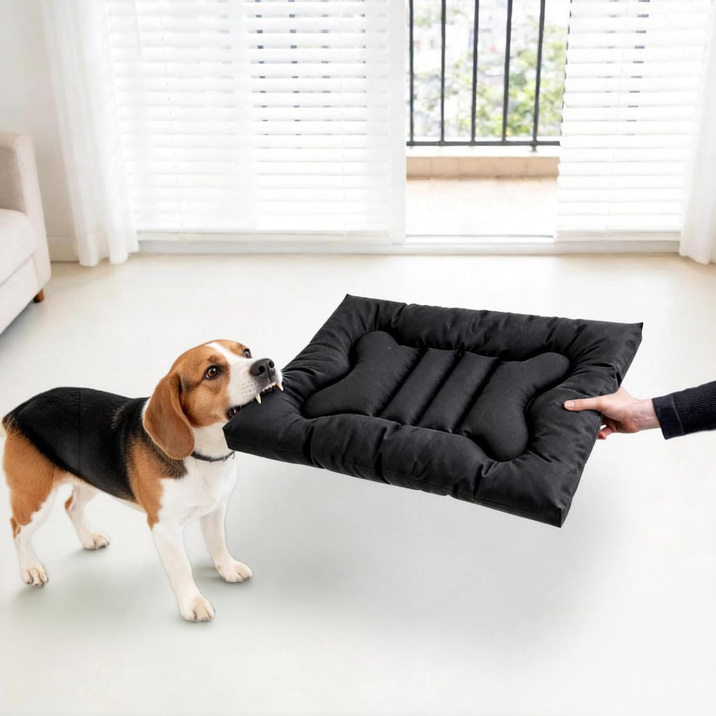 Chew Proof Dog Crate Pad, Indestructible Durable Dog Bed for Aggressive Chewers, Machine Washable Waterproof Kennel Pad for Small Medium Large Dogs (Medium)