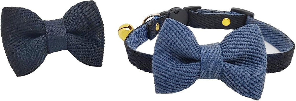 Cat Collar with Bells, Safety Quick Release Breakaway cat Collars with 2 Bows in, 1 Pack Girl Boy Kitten Collar,Adjustable 20-30cm (Black, 20-30cm)