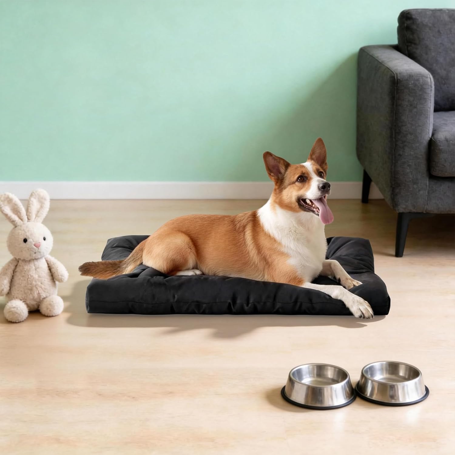 Chew Proof Dog Crate Pad, Indestructible Durable Dog Bed for Aggressive Chewers, Machine Washable Waterproof Kennel Pad for Small Medium Large Dogs (Medium)