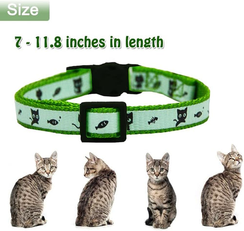 2 Pack Glow in The Dark Cat Collar with Bell Breakaway Safety Cat Puppy Collars with Pendant Green and Yellow