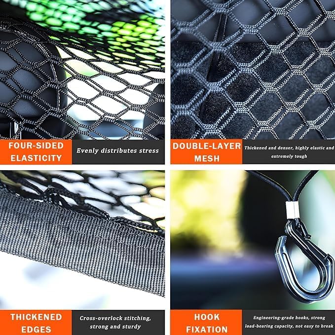 Car Dog Guard for Dodge Ram 2500/3500 2002-2024 2025, Backseat Mesh Dog Car Divider Net, with Hook, Layer Thickened Durable Nylon